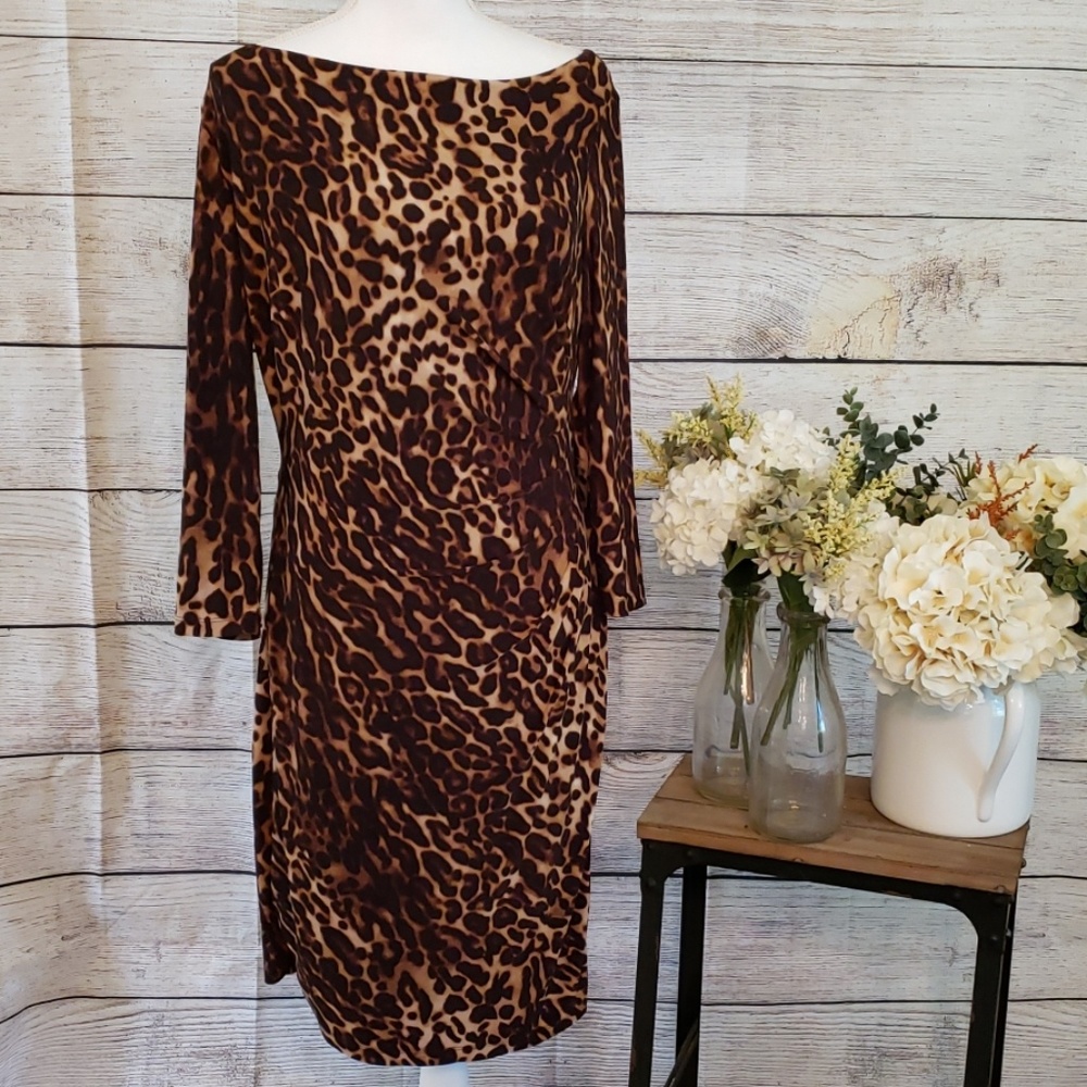 Ralph Lauren Leopard Print Midi Dress, Size 12